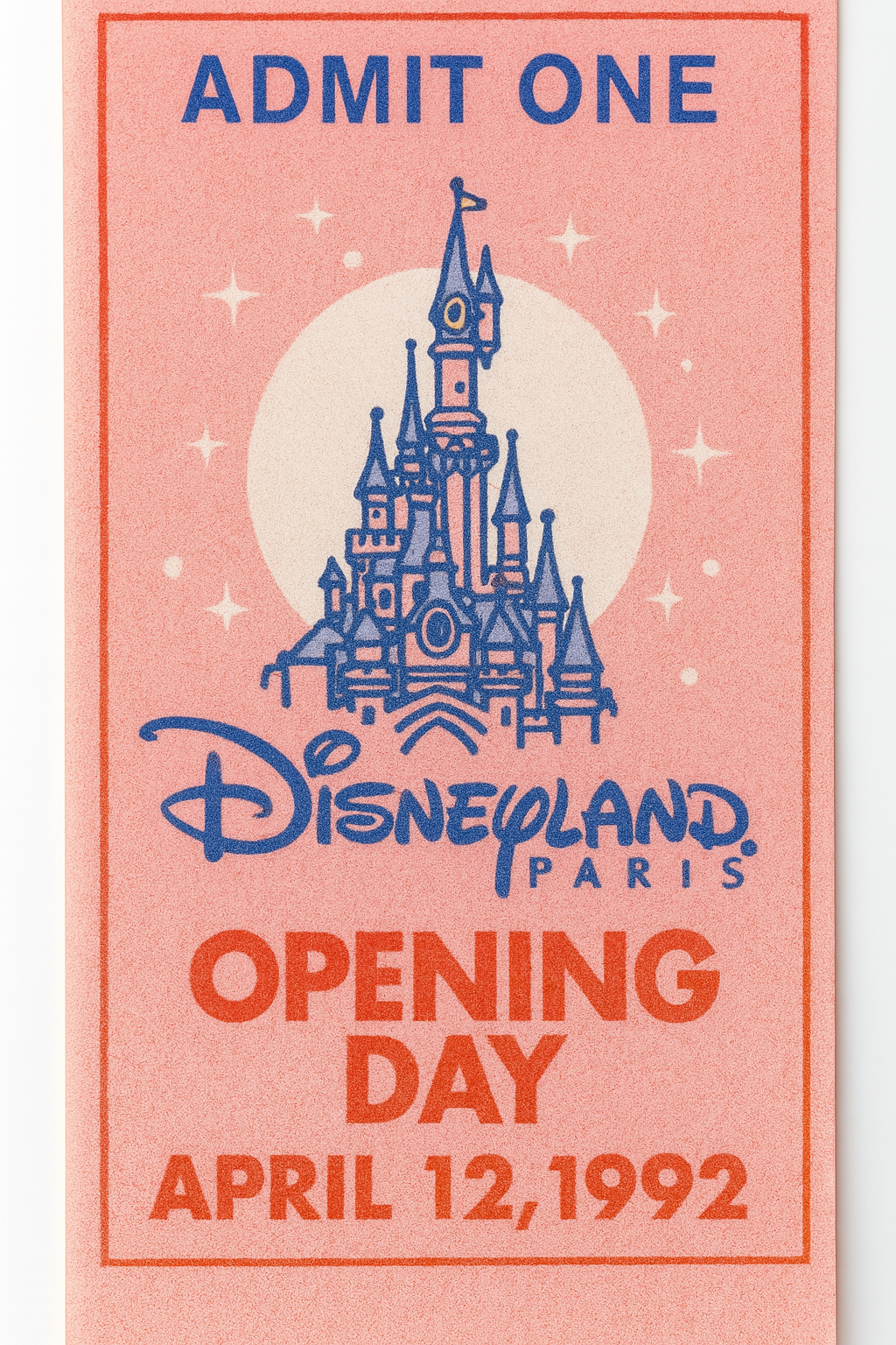 Billet d'ouverture Disneyland Paris 1992